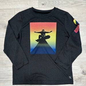 Black Kids Shirt with Colorful Skateboarder Design